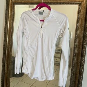 White Long Sleeve Athleta Workout Top